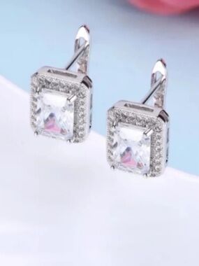 Square cubic zirconia earrings Brand new